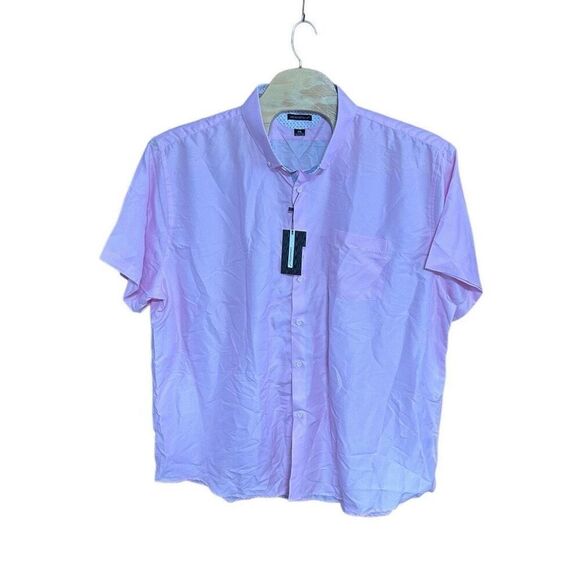 Interaffair 4XL Pink and White Polka Dot Short Sleeve Shirt NWT - Picture 1 of 4